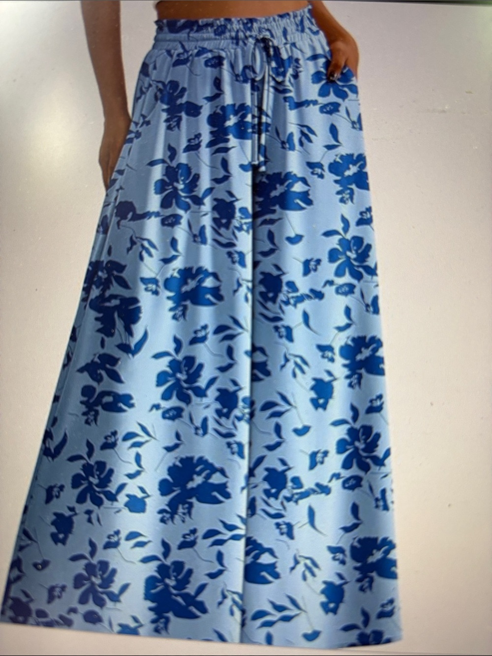 Blue Floral Super Wide leg Pants